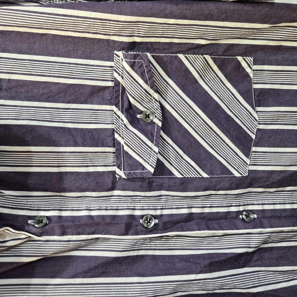 Esprit Men's XL Slim Fit Purple Striped Button Up Shirt Long Sleeve Roll Tab - Picture 3 of 9